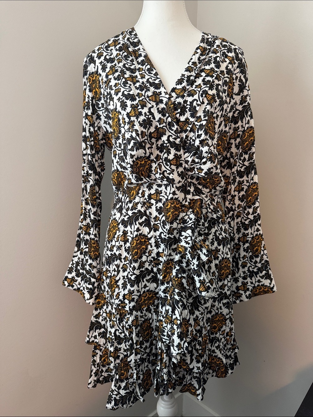 Sandro Paris Dami Dress 100% Viscose Boho Mini Size 8 NWT